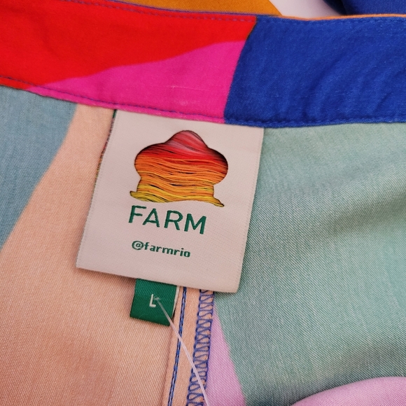 Farm Rio abstract bright print wide leg pants size L work date night  va… - Picture 4 of 10